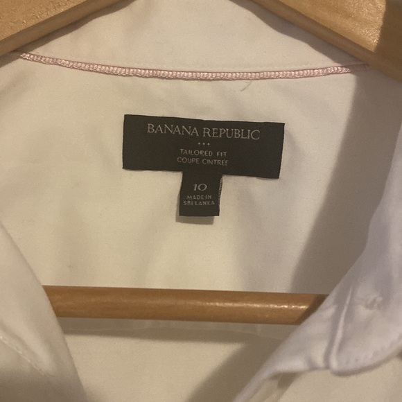 Banana Republic Tailored Fit Cotton white Shirt Size 10 - Picture 2 of 6